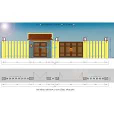 Chi tiết cổng biệt thự (cổng chính 1,6x2,2m - cổng phụ 2,8x2,2m - hàng rào thanh bê tông)