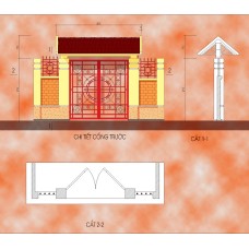 Chi tiết cổng sắt (kèm tường rào) rộng 2m cao 2,1m