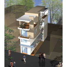 Nhà ống / nhà phố 3.3 (4.5)x15(9+6)m chia 2 hộ (3,5 tầng - 5 phòng ngủ)