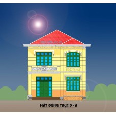 Nhà vườn 7.5x12m (2 tầng - 2 phòng ngủ - kết cấu tường chịu lực)