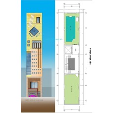Nhà ống (nhà phố) 4.1x24m có cửa hàng, thang máy (6 tầng - 5 phòng ngủ)