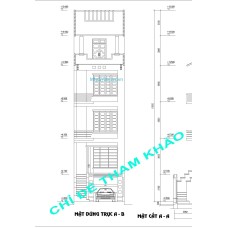 Nhà ống (nhà phố) 4.6x12m lệch tầng (4 tầng, 3 phòng ngủ)