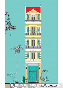 Nhà ống (nhà phố) 4x6.5m (5 tầng, 3 phòng ngủ)