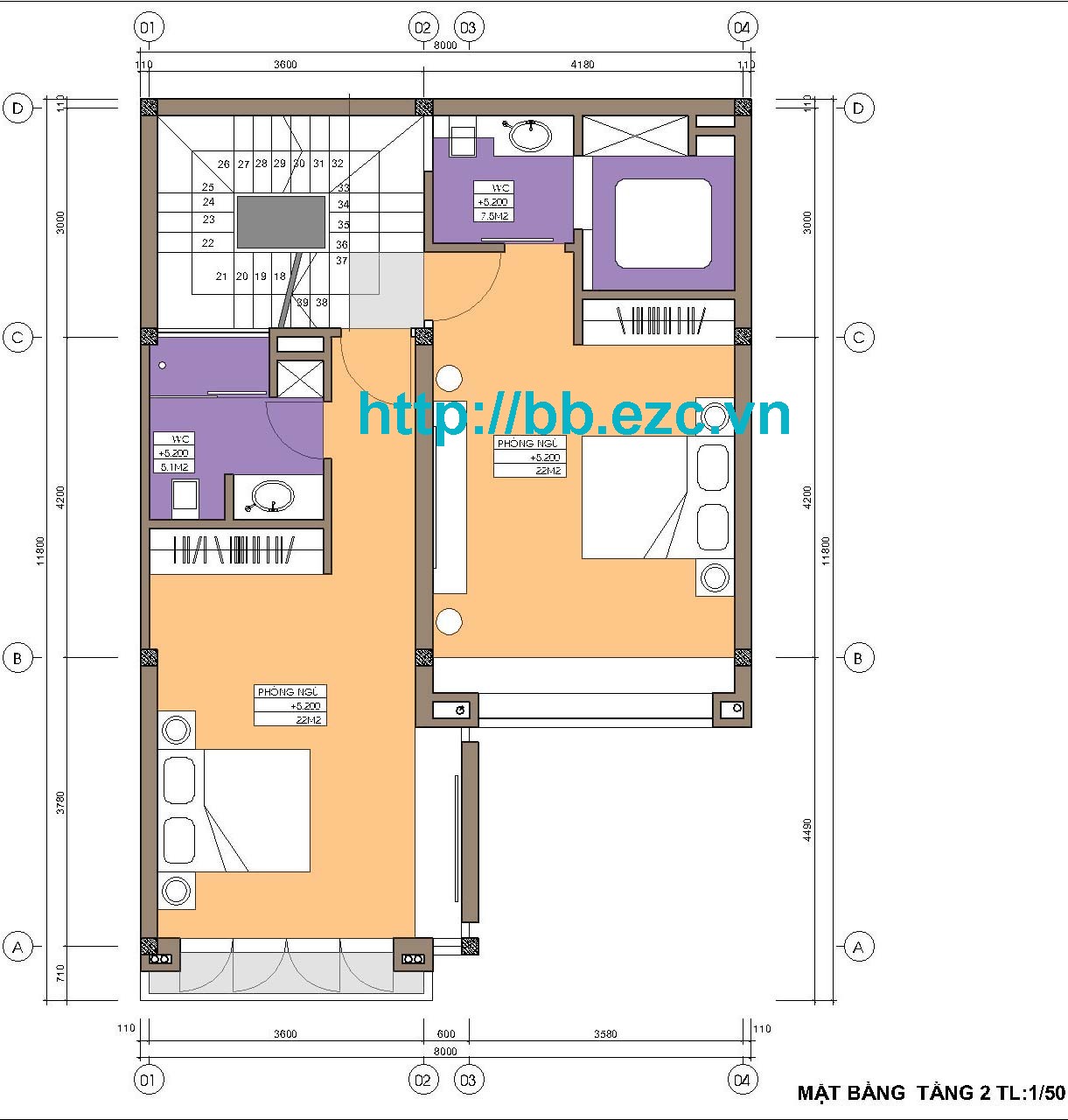 MB nhà phố 8x12m - Các phòng ngủ rộng, tiện nghi cao cấp