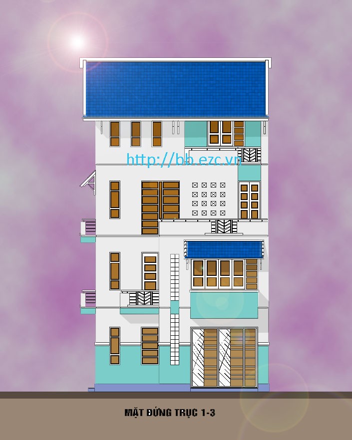 Nhà vườn 8,3x8,3m - 4 tầng - 4 phòng ngủ - Mặt đứng phong cách hiện đại, đơn giản mà đẹp
