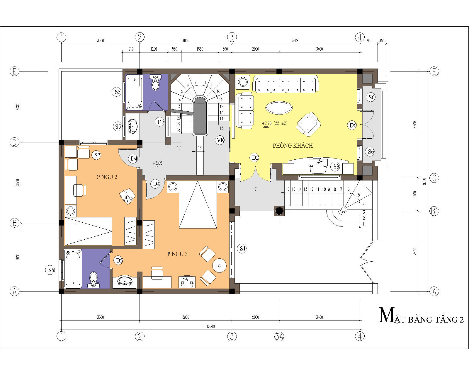 MB biệt thự 9.3x12.6m - Các phòng ngủ đều được che nắng hướng tây.