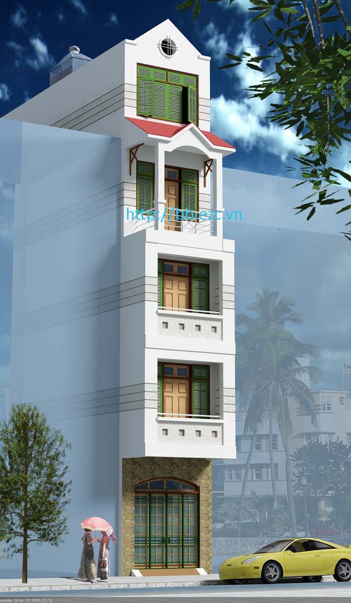 Nhà ống / nhà phố 3.4x13.6m - Phối cảnh mặt tiền