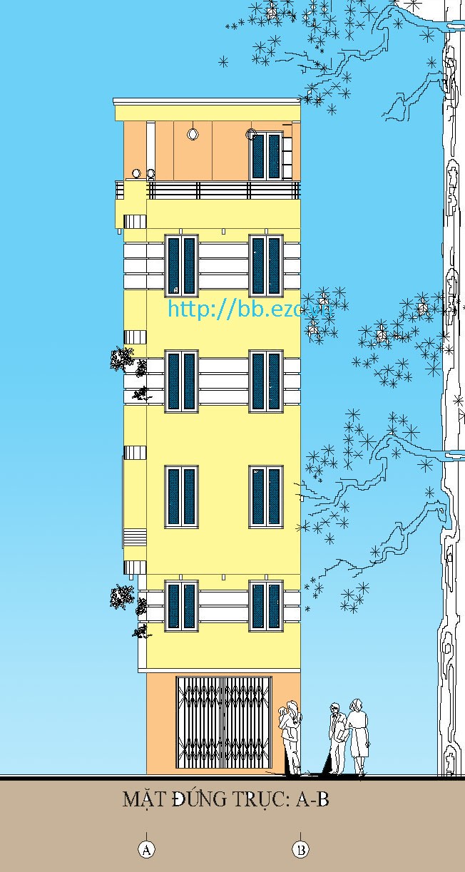 Nhà ống (nhà phố) 4x4.2m - 5 tầng - 3 phòng ngủ