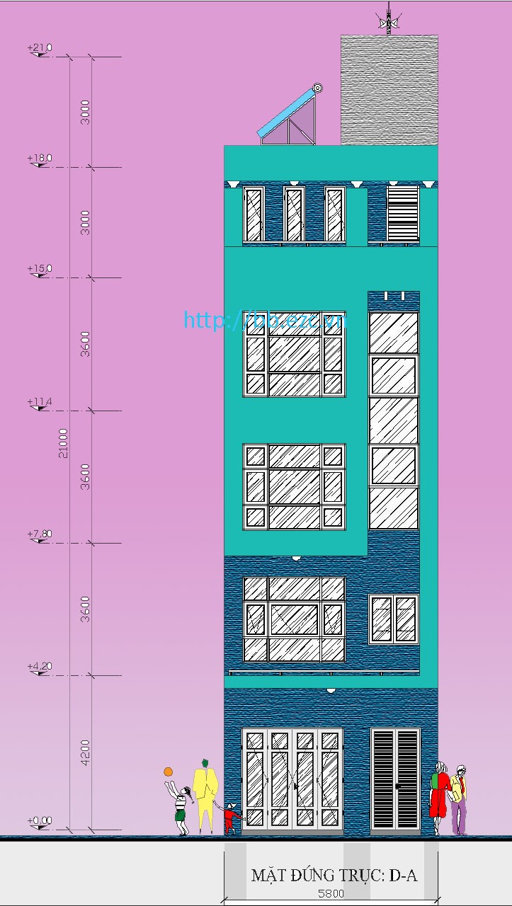 Nhà ống (nhà phố) 5.8x9m - 5 tầng - 3 phòng ngủ